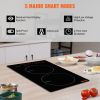 VEVOR Electric Cooktop, 2 Burners, 12'' Induction Stove Top, Built-in Magnetic 1800W, 9 Heating Level Multifunctional
