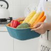 Small Kitchen Double Drain Basket Bowl Washing Storage Strainer Drainer Food Cleaning Tool