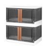2Pcs 32L Foldable Storage Bins with Lid, Collapsible Stackable Closet Organizer Containers with Front Door Lock 4Pcs Wheels
