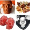 1pc 4 Skull Silicone Ice Ball Trays Silicone Halloween Skull Ice Mold