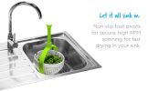 Spina | Easy-To-Use Salad Spinner | Non-Scratch, Nylon Spinning Colander with Collapsible Handle |  Green
