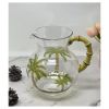 3 Quarts Water Pitcher with Lid, Palm Tree Design Unbreakable Plastic, with Spout BPA Free