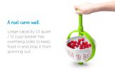 Spina | Easy-To-Use Salad Spinner | Non-Scratch, Nylon Spinning Colander with Collapsible Handle |  Green