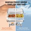 VEVOR Chafing Dish Buffet Set, 8 Qt Stainless Chafer with 6 Pans, Rectangle Catering Warmer Server with Lid Water Pan Folding Stand