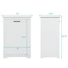 Trash Can Cabinet with Adjustable Door Tilted Angles;  Kitchen Garbage Bin Holder, White