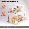 VEVOR 2 Tier 14"W x 21"D Pull Out Cabinet Organizer, Heavy Duty Slide Out Pantry Shelves, Chrome-Plated Steel , Roller Drawer Storage