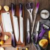 Knife Set, 9-Pieces Purple Gradient Handle Stainless Steel Ultra Sharp with Acrylic Stand