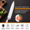 Kitchen Knife Set, 9-Pieces Stainless Steel Pink Non-Stick Coated Chef Knives with Block, Kitchen with Sharpener