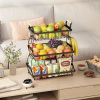 3 Tier Fruit - /bread Basket Farmhouse with Side hooks for Kitchen Countertop, Detachable Metal Storage Basket Stand