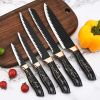 Knife Set for Kitchen, 6-Pieces Black Ultra Sharp Chef Knife Set with Ripple Blade, Cooking Knife Set with Acrylic Stand