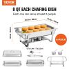 VEVOR Chafing Dish Buffet Set, 8 Qt Stainless Chafer with 6 Pans, Rectangle Catering Warmer Server with Lid Water Pan Folding Stand