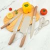 Kitchen Knife Set, 6-Pieces Khaki Sharp Knife Set for Kitchen, Non-stick Non-slip Stainless Steel with Universal Knife Block