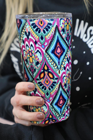 Insulated Tumbler with Lid (Color: Multicolor Fun Print, Size: 20 oz)