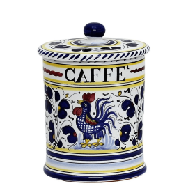 ORVIETO ROOSTER Canisters (Color: Blue, Size: 4.5 DIAM. X 6 HIGH (Dimensions measured in Inches))