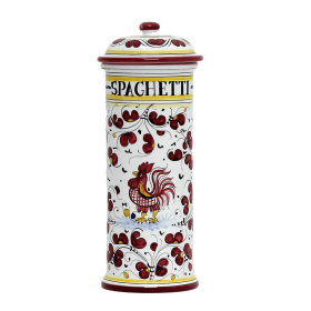 ORVIETO ROOSTER Canisters (Color: Red, Size: 5 DIAM. X 13 HIGH (Dimensions measured in Inches))