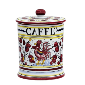 ORVIETO ROOSTER Canisters (Color: Red, Size: 4.5 DIAM. X 6 HIGH (Dimensions measured in Inches))