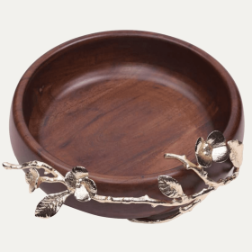 Acacia Wood  Round Bowl (Size: large)