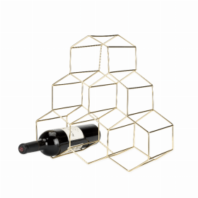 Geo Counter Top Wine Rack By Viski (Color: Gold)