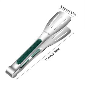 1pc Non-Slip Stainless Steel Food Tongs Meat Salad Bread Serving Clip Barbecue Grill Buffet Clamp Cooking Tools (Size: small)