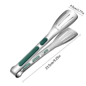 1pc Non-Slip Stainless Steel Food Tongs Meat Salad Bread Serving Clip Barbecue Grill Buffet Clamp Cooking Tools (Size: Middle)
