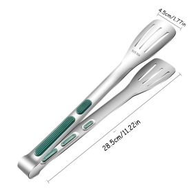1pc Non-Slip Stainless Steel Food Tongs Meat Salad Bread Serving Clip Barbecue Grill Buffet Clamp Cooking Tools (Size: large)