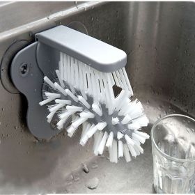 1pc Cup Scrubber Glass Cleaner Bottles Brush Sink Kitchen Accessories 2 In 1 Suction Cup Cleaning Brush Gadgets (Color: Variant1)
