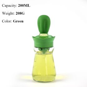 BBQ Tool Oil Bottle With Silicone Brush Oil Spray Baking Oil Dispenser Cookware Baking Kitchen Accessories (Color: style b green)