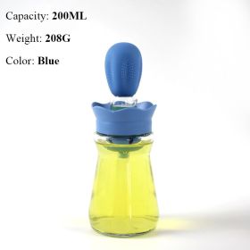 BBQ Tool Oil Bottle With Silicone Brush Oil Spray Baking Oil Dispenser Cookware Baking Kitchen Accessories (Color: style b blue)