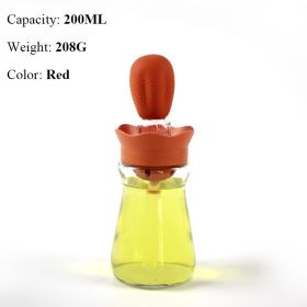 BBQ Tool Oil Bottle With Silicone Brush Oil Spray Baking Oil Dispenser Cookware Baking Kitchen Accessories (Color: style b red)