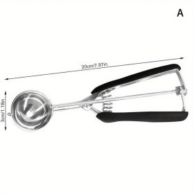 Portable Ice Cream Spoon, Stainless Steel Ice Cream Ball Spoon, Fruit Watermelon or Potato Ball (Color: Type A)