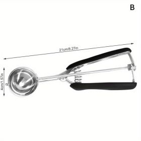 Portable Ice Cream Spoon, Stainless Steel Ice Cream Ball Spoon, Fruit Watermelon or Potato Ball (Color: Type B)