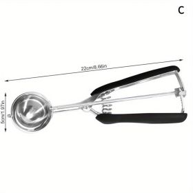 Portable Ice Cream Spoon, Stainless Steel Ice Cream Ball Spoon, Fruit Watermelon or Potato Ball (Color: Type C)