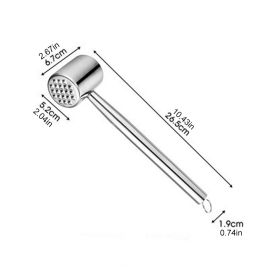 Multifunction Meat Hammer Meat Tenderizer Portable Steak Pork Tools Two Sides Loose Stainless Steel (Color: A)
