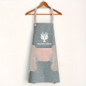1pc Cute Cartoon Apron; Waterproof And Oil-proof Apron; Hand Wipeable Sleeveless (Color: Grey)
