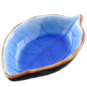 1pc Leaf Shaped Saucer; Handcraft Ceramic Small Plate; Ice Crack Glaze Plates; Tableware; Kitchen Supplies (Color: Blue)