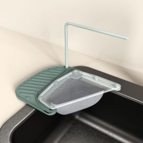 2pcs Kitchen Sink Drain Rack With Filter Multi-Functional Triangular Sink Disposable Kitchen Waste Filter (Color: Green)