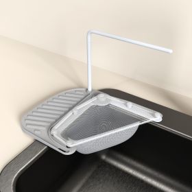 2pcs Kitchen Sink Drain Rack With Filter Multi-Functional Triangular Sink Disposable Kitchen Waste Filter (Color: Gray White)
