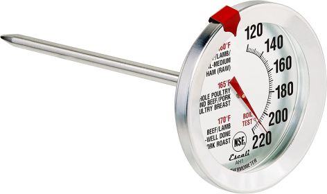 Escali AH1 Stainless Steel Oven Safe Meat Thermometer; Extra Large 2.5-inches Dial (Color: Analog Silver)