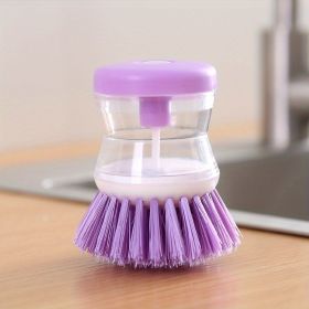 Cleaning Brush; A Multi-functional Brush That Automatically Adds Detergent; Used For Washing Dishes; Brushing Pots (Color: Purple)