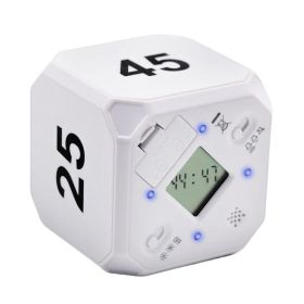 Cube-Timer Kitchen Timer Gravity Sensor Flip Meditation Timer (Color: Light Grey)