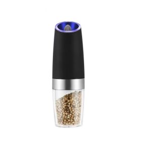 Electric Salt and Pepper Grinders Stainless Steel Automatic Gravity Herb Spice Mill (Color: 1pcs Black)