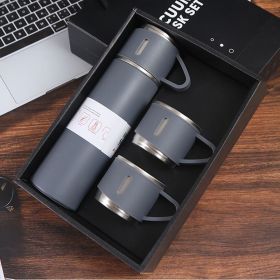 1pc/1Set Stainless Steel Thermal Cup; With Gift Box Set; Double Layer Leakproof Insulated; Keeps Hot And Cold Drinks (Color: Gray + Gift Box + Two Cup Covers)
