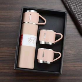 1pc/1Set Stainless Steel Thermal Cup; With Gift Box Set; Double Layer Leakproof Insulated; Keeps Hot And Cold Drinks (Color: Pink + Gift Box + 2 Cup Covers)