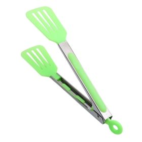 1pc Cross-border Exclusively For 9-inch Nylon Square Head Food Clip Specialty Tongs (Color: Green)