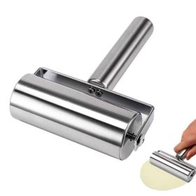 1pc, Baker Roller, 360 Degree Rolling Baker Roller, Stainless Steel Roller For Baking, Creative Stainless Steel Dough Roller (Color: Silver-L)