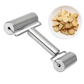 1pc, Baker Roller, 360 Degree Rolling Baker Roller, Stainless Steel Roller For Baking, Creative Stainless Steel Dough Roller (Color: Silver-doublehead)