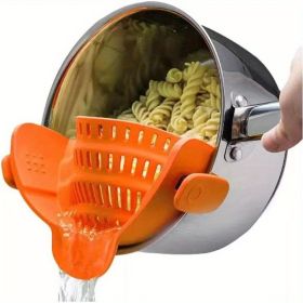 1pc Silicone Pot Strainer And Pasta Strainer, Adjustable Silicone Clip On Strainer (Quantity: 1 Pack Orange)