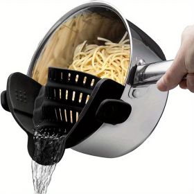 1pc Silicone Pot Strainer And Pasta Strainer, Adjustable Silicone Clip On Strainer (Quantity: 1 Pack Black)