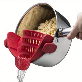 1pc Silicone Pot Strainer And Pasta Strainer, Adjustable Silicone Clip On Strainer (Quantity: 1 Pack Red)