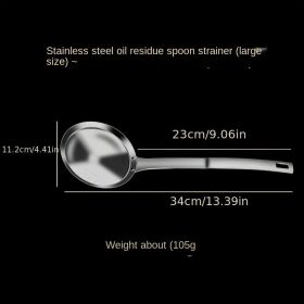 1pc 304 Stainless Steel Fat Skimmer Spoon; Fine Mesh Food Strainer For Grease; Gravy And Foam; Multi-functional Filter Spoon (Size: 304 All-steel Oil Slag Separator (large))